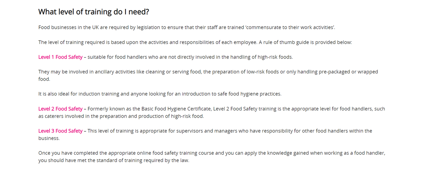 Food Safety Level 1